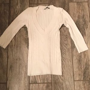 Bebe White v-neck sweater